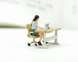 ED 1:64 Painted Figure Model Miniature  Diorama  Office Lady Table Chair - Picture 1 of 10