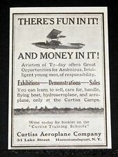 1913 OLD MAGAZINE PRINT AD, CURTIS AEROPLANE, LEARN TO SELL, CARE FOR & HANDLE!