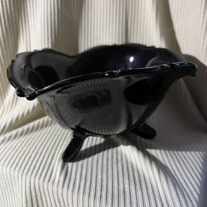 Vintage LE Smith Art Deco Mt Pleasant Black Amethyst Footed Bowl - Picture 1 of 6
