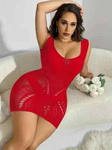 Sexy Curvy Plus Size 1X Sleek Red Lace Bodysuit Perfect for Night Out Or FUN! - Picture 1 of 5