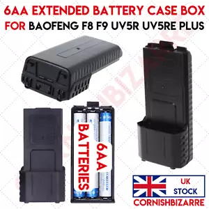SCATOLA CUSTODIA RICAMBIO BATTERIA ESTESA 6AA PER BAOFENG F8 F9 UV5R UV5RE PLUS - UK - Foto 1 di 5