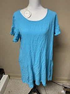 NWT electric blue Umgee linen/cotton dress, pockets, XL - Picture 1 of 10
