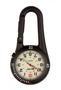 Black Clip on Carabiner FOB Watch White Face for Doctors Nurses Paramedics Chefs - Picture 1 of 1