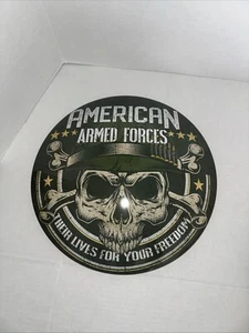 INSEGNA CUPOLA METALLO 16" ~ FORZE ARMATE AMERICANE ~ LE LORO VITE PER LA TUA LIBERTÀ -CR07 - Foto 1 di 2
