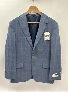 NEW Jos. A. Bank 1906 Mens Coat Blazer Plaid Wool Blended SLIM FIT Size 38S BLUE - Picture 1 of 15