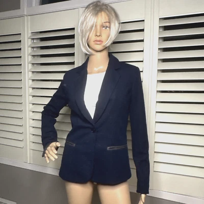 41 Hawthorn XS Navy Knit Blazer Elbow Patch Wool Knit Blazer Jacket Extra Small - Image 1 of 4