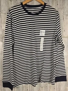 Sonoma T-Shirt 2X Mens Blue Stripe Crew Neck Long Sleeve Supersoft NEW - Picture 1 of 8