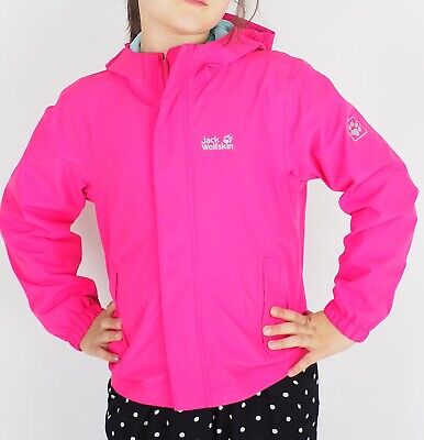 Girls Jack Wolfskin Pine Creek 1607411 Pink Peony Waterproof Jacket • 35.84€