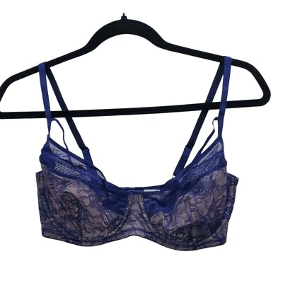 Sujetador con aros de lujo de encaje transparente azul eléctrico Addiction Lingerie nuevo con etiquetas 34F Foto 1 de 4