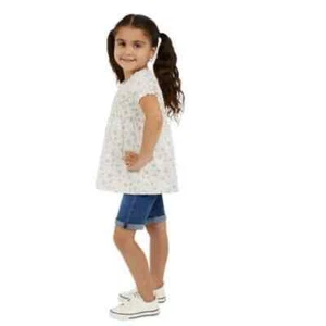 Koala Kids Toddler Girls Size 4T Denim Shorts White Floral Top 2 Piece Set NWT - Picture 1 of 5