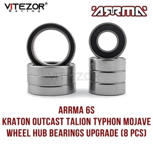 For Arrma 6S Kraton Outcast Talion Typhon Mojave Wheel Hub Bearings Kit 8-Pcs - Picture 1 of 9