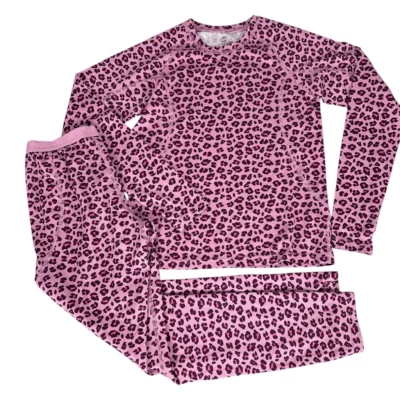 Lands End Long John Pajama Set size Large / 14 Pink and Cherry Red - Image 1 of 4