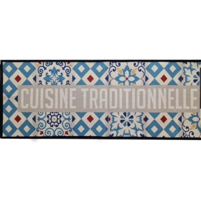 Grand Tapis de cuisine Carreaux de ciment 45 x 130 cm - Photo 1/4