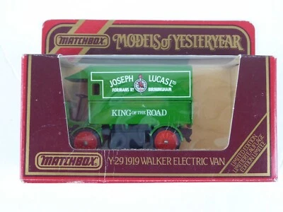 MODELOS MATCHBOX DE ANTAÑO - Y-29 1919 FURGONETA ELÉCTRICA CAMINANTE JOSEPH LUCAS LTD Foto 1 de 4
