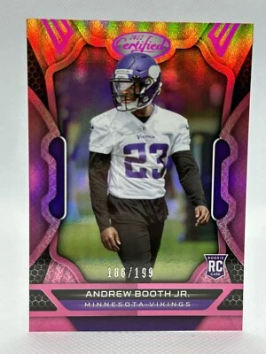 2022 Panini Certified ANDREW BOOTH JR. PINK MIRROR ROOKIE RC 106 /99 Vikings - Image 1 of 2