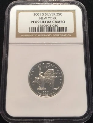 2001 S Silver 25C Washington Quarter New York NGC PF 69 Ultra Cameo # - Image 1 of 4