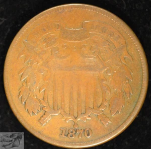 1870 Two Cent Piece, Fine Condition, Free Shipping in USA, United States, C4978 - Picture 1 of 2