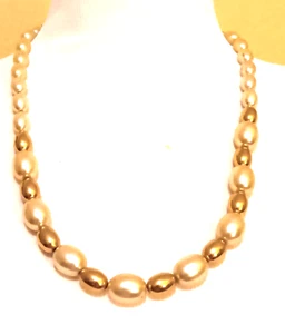 Vintage Napier Goldfarben Oval Gold Creme Kunstperlen Perlen Statement Halskette - Bild 1 von 18
