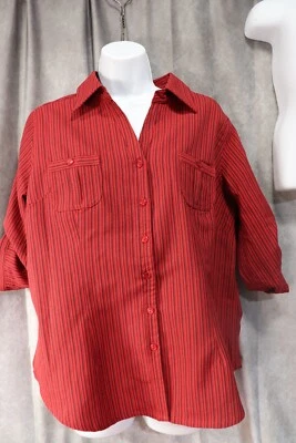 Blusa para mujer Joanna roja negra con botones talla grande Foto 1 de 4