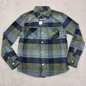 True Religion Men Medium Polar Fleece Shacket Plaid Kalamata Navy 108389 - Picture 1 of 8