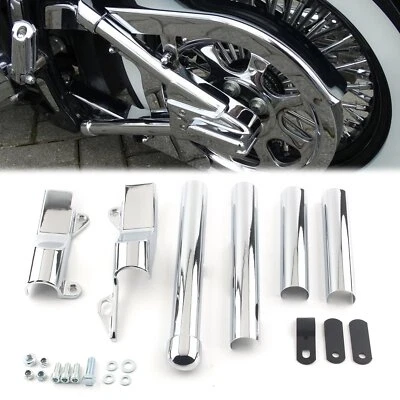 Cubiertas de tubo de basculante trasero cromadas aptas para Harley Davidson Softail 2000-2007 Foto 1 de 4