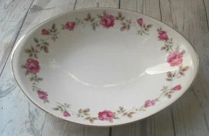 Vtg Meijyo China MEJ9 Pink Roses Silver Rimmed Serving Bowl  Japan Cottage Core - Picture 1 of 3