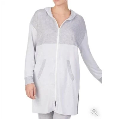 Refinery29 zip front double knit hooded robe mid thigh S Cover Up - Image 1 of 4