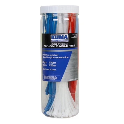 KUMA 300 Piece 4" 8" Self Lock Nylon Wrap Loop Network Cable Cord Wire Zip Ties - Image 1 of 2
