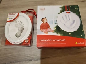 Set of 2 Pearhead Babyprints ornament "Baby's 1st Christmas" baby foot and hand  - Picture 1 of 2