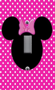 MINNIE MOUSE OREJAS EN LUNARES ROSAS Placa Interruptor de Luz Placa de Pared Cubierta de Salida - Imagen 1 de 27