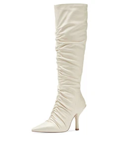 Louise Et Cie Vila Pointed Toe Pull-on Stiletto Winter White Pointed Dress Boots - Picture 1 of 6