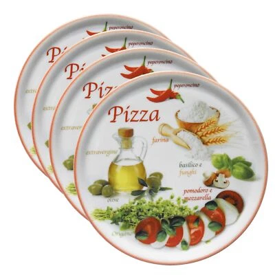 4er Set Pizzateller Napoli Red Ø 32 cm Servier-Platte XL-Teller Porzellan - Bild 1 von 3
