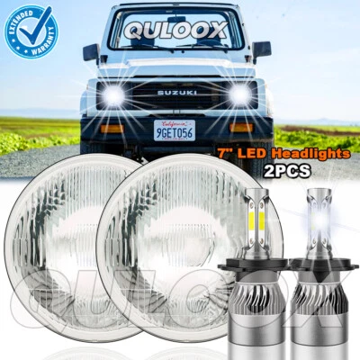 For Suzuki Samurai SJ410 7 inch LED Round Headlights Pair DRL Hi/Lo Beam x2pc - Image 1 of 4