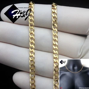 18"MEN WOMEN 18K Gold Filled 4mm Gold Cuban Curb Link Chain Necklace*GFN6 - Picture 1 of 4