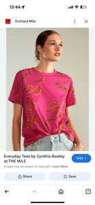 Cynthia Rowley Womens Everyday Tee Short Sleeve Pullover Top Size L Pink Floral - Picture 1 of 11