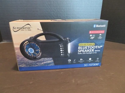 Altavoz Bluetooth Super Sonic Energía Solar con Radio, Linterna LED y Ventilador -NUEVO- Foto 1 de 4