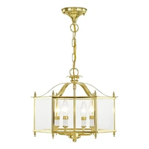 Livex Lighting Livingston 4 Light Polished Brass Chain Hang/Ceiling Mount - Picture 1 of 11