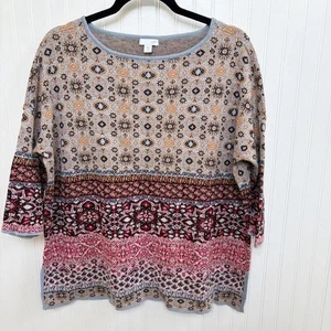 Suéter J. Jill Multi Fair Isle Patrones Mezcla Lino y Algodón Talla Pequeña Pequeño Pequeño - Imagen 1 de 5