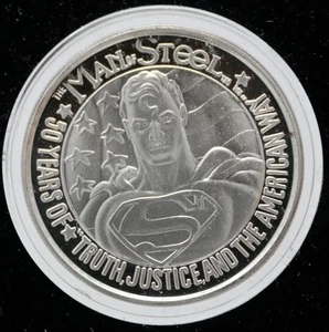 1987 Cartoon Celebrities DC Superman 50th Anniversary 1 oz Fine Silver Coin - Picture 1 of 4