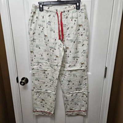 WOMENS HEARTH & HAND WHITE MULTICOLORED DRAWSTRING PAJAMA BOTTOM LOUNGE PANTS S - Image 1 of 4