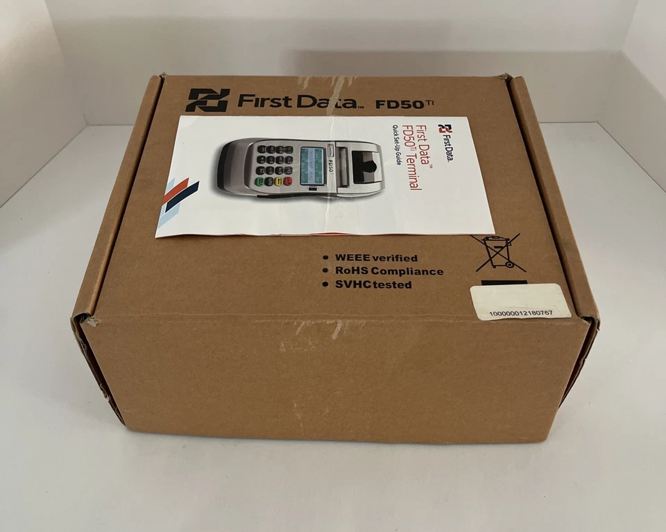 New Open Box First Data FD50 Ti Credit Card Reader Terminal With Pin Pad (F4)  - Image 1 of 4