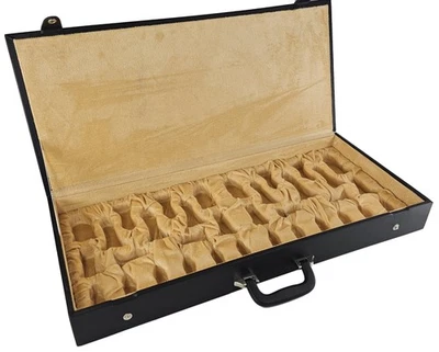 Caja de almacenamiento plana para juego de ajedrez Staunton de hasta 4 1/2" de cuero sintético negro para hombre Foto 1 de 2