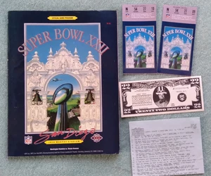 SUPER BOWL XXII OFFICIAL GAME PROGRAM WITH TICKET STUBS + LOVE 22 DOLLAR BILL - Picture 1 of 10