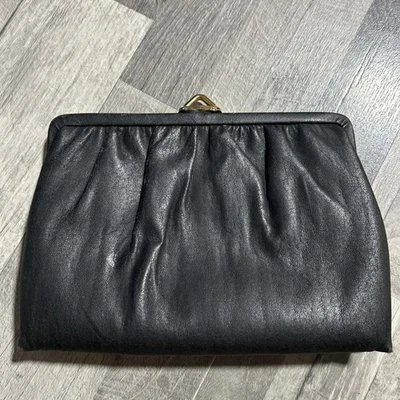 Cartera sin asas de cuero Mardane años 60 sin correas con espejo incorporado vintage Foto 1 de 4