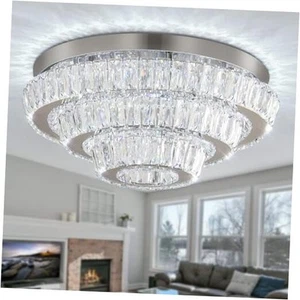 16.5" Crystal Chandelier LED Crystal Ceiling Light 3 Layers 16.5 inch-White - Picture 1 of 7