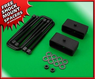 Fits 1988-1998 Chevy GMC C1500 C2500 C3500 2WD Rear Lift Kit 2" Blocks U-bolts - Image 1 of 2