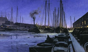 Christopher Blossom Winter Dawn Boston Wharf - Picture 1 of 1