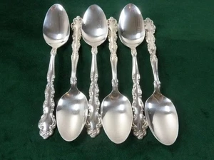 6 bonitas cucharas de postre vintage plateadas con patrón de coqueteo oneida - Imagen 1 de 1
