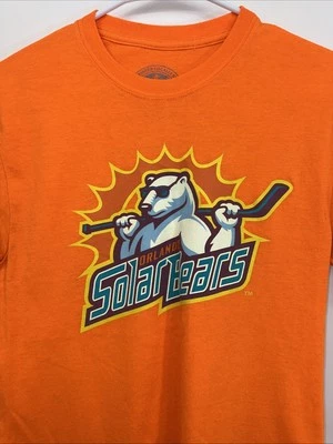Camiseta Enemy Ink Orlando Solar Bears Adulto Pequeña Naranja Brillante Hecha en Logo ORL Foto 1 de 4