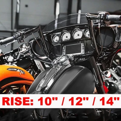 10'' 12'' 14'' For Harley Street Electra Glide Meathook Bars Handlebar - Image 1 of 4